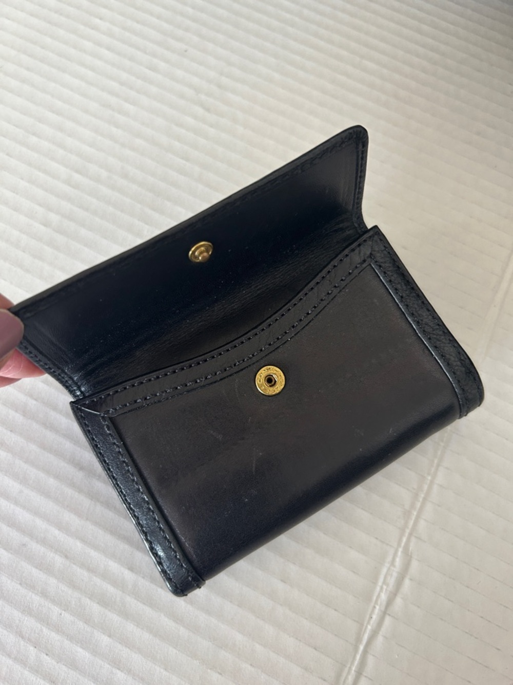 Coach Black Leather Shoulder Bag with Signature Stripe and Matching Wallet - Picture 11 of 17